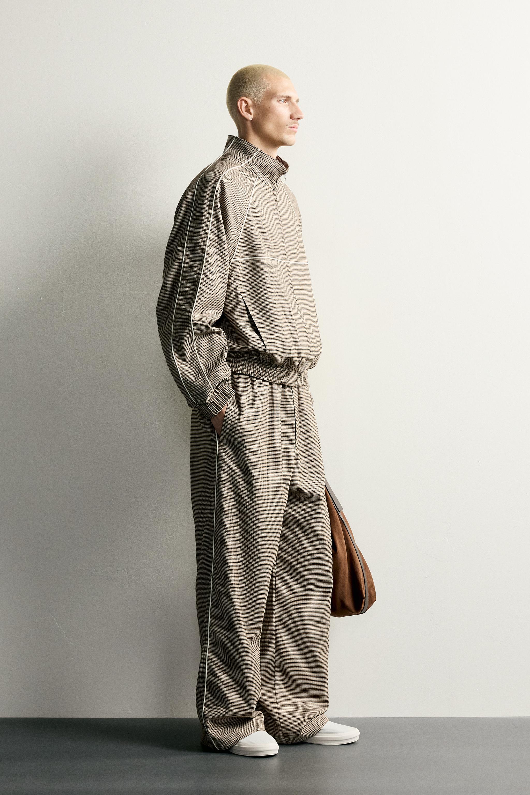 RELAXED-FIT CONTRAST HOUNDSTOOTH JACKET